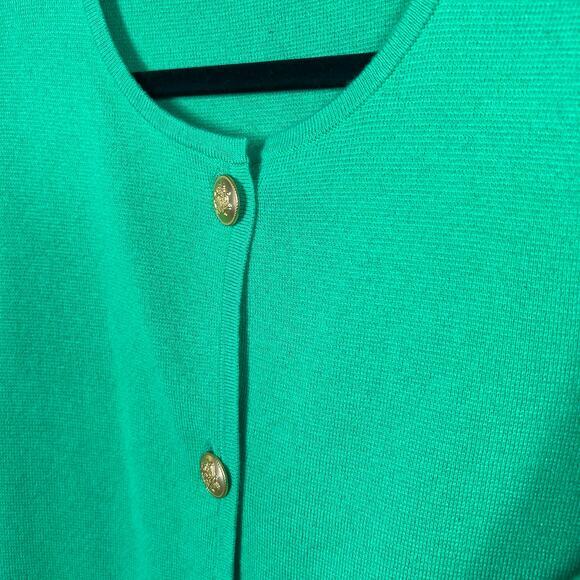 J. Crew sweater cardigan medium kelly green gold buttons academia old money wool - Picture 7 of 11